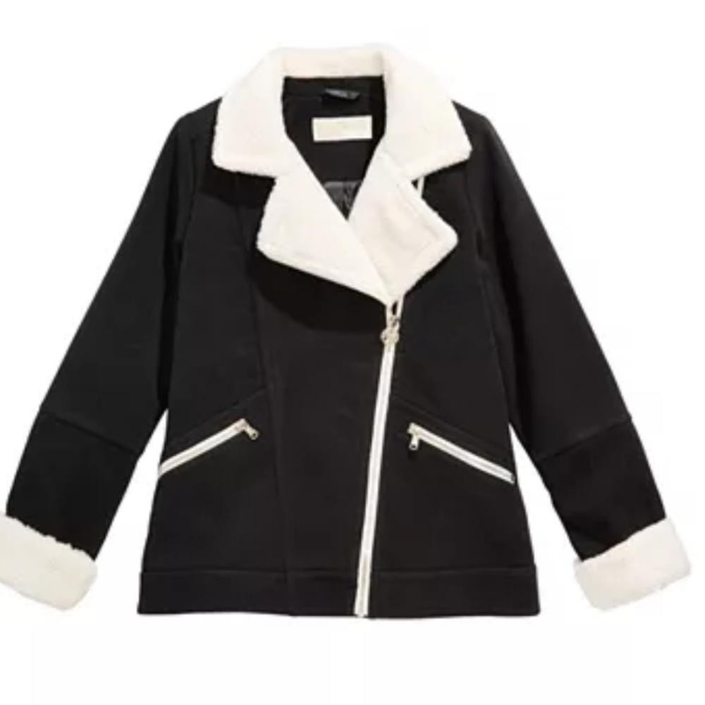 SALE!!! MICHAEL KORS FAUX-FUR-TRIM AVIATOR JACKET.